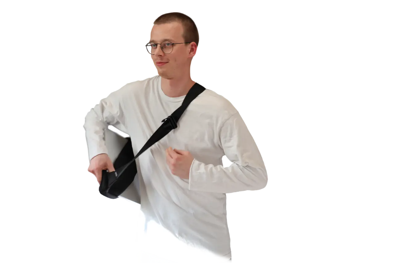 Kandy Bag holding a laptop, charger and water bottle